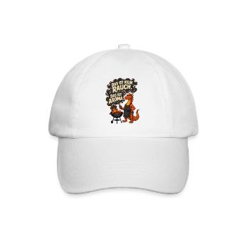 Das ist kein Rauch Das ist Aroma – Drache Grill - Baseballkappe - Weiß/Weiß - Vorne