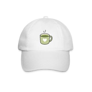 Kawaii Matcha Tea Heart Mug - Baseball Cap - white/white - Front