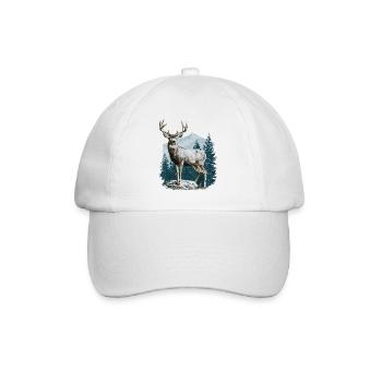 Deer with antlers - Baseball Cap - white/white - Front