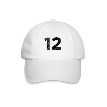 12 Zahl Trikot - Baseballkappe - Weiß/Weiß - Vorne