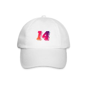 14 Zahl Symbol - Baseballkappe - Weiß/Weiß - Vorne