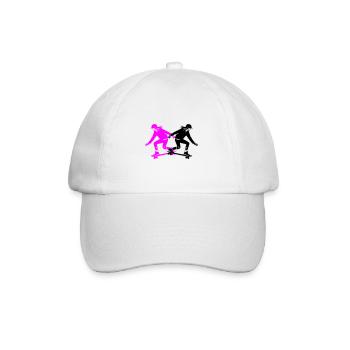 Skateboarding Woman Silhouette Skateboard - Baseball Cap - white/white - Front