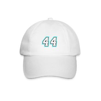 44 Zahl symbol - Baseballkappe - Weiß/Weiß - Vorne