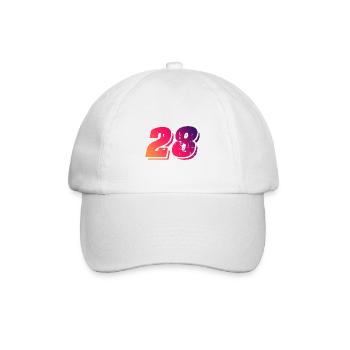 28 Zahl Symbol - Baseballkappe - Weiß/Weiß - Vorne