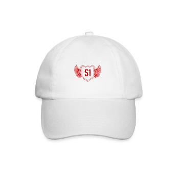 51 Zahl Wappen - Baseballkappe - Weiß/Weiß - Vorne