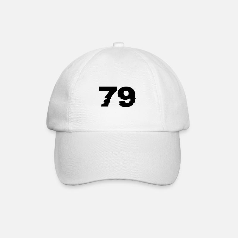 79 Zahl - Baseballkappe - Weiß/Weiß