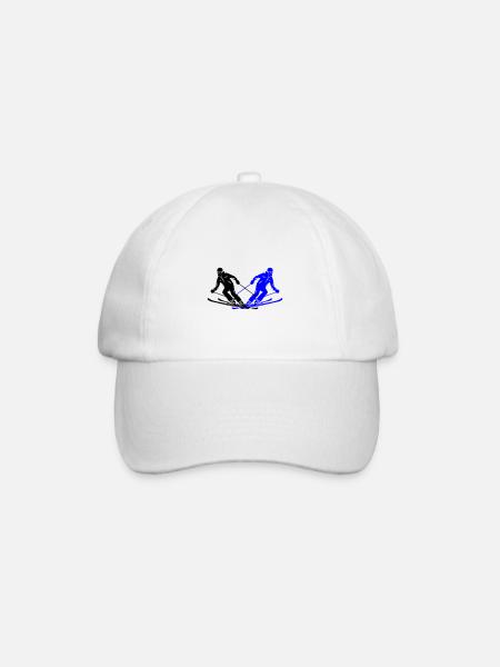Ski Fahren Skiing Mann Silhouette - Baseballkappe - Weiß/Weiß