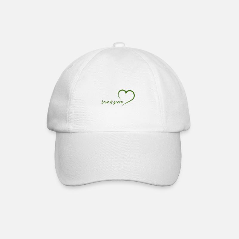 Love is green - go vegan - Baseball Cap - white/white