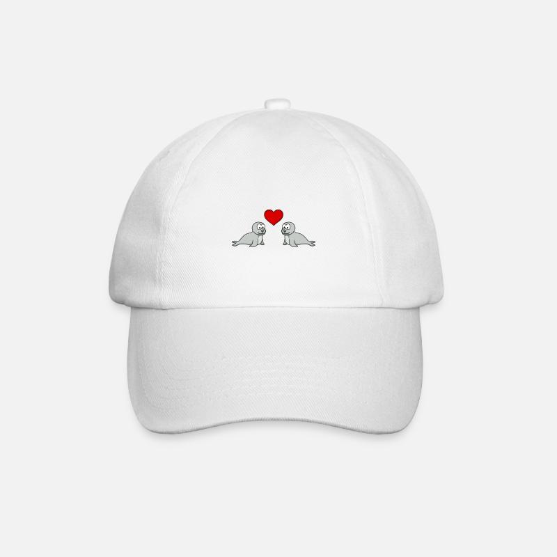 Robbe Tier Paar Liebe - Baseballkappe - Weiß/Weiß