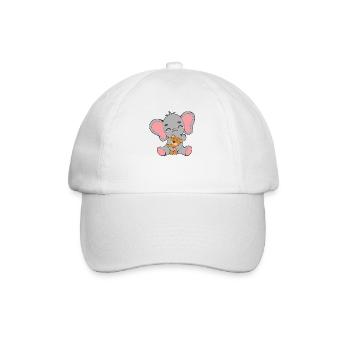 Elefantenbaby und Teddybär - Baseballkappe - Weiß/Weiß - Vorne