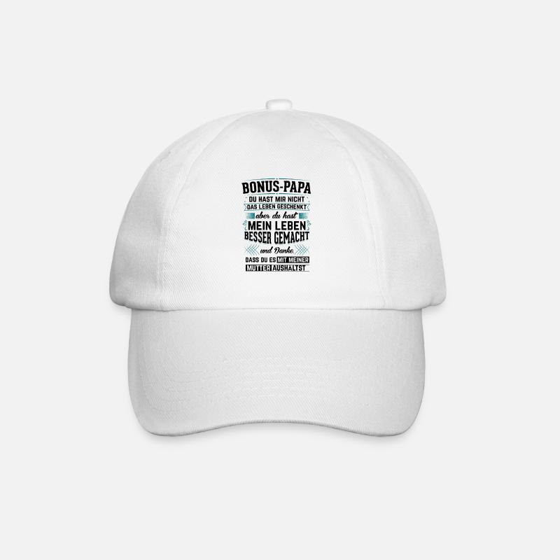 Bonus Papa - Geschenk Stiefvater Geburtstag - Baseballkappe - Weiß/Weiß