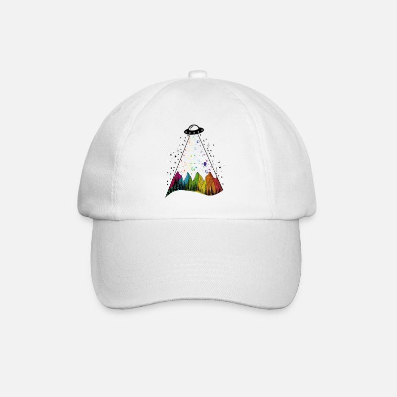 fliegende untertasse mit regenbogen ufo geschenk - Baseballkappe - Weiß/Weiß