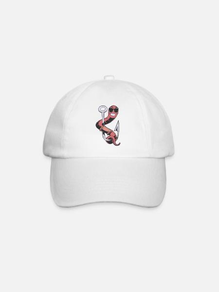 Angler Haken mit einem Wurm Köder Angelrute für - Baseballkappe - Weiß/Weiß