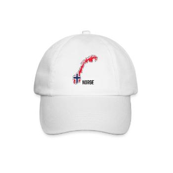 Norwegen, Skandinavien, Flagge, Umriss - Baseballkappe - Weiß/Weiß - Vorne
