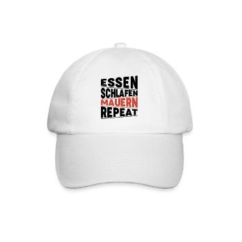 Essen schlafen Mauern Repeat - Baseballkappe - Weiß/Weiß - Vorne