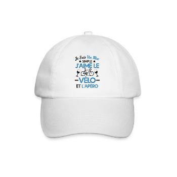 Je suis un mec simple j'aime le vélo et l'apéro - Casquette classique - blanc/blanc - Devant