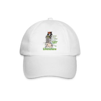 Funny Sayings Literature Book Writing Raccoon - Baseball Cap - white/white - Front