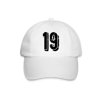 19 Zahl Trikot - Baseballkappe - Weiß/Weiß - Vorne