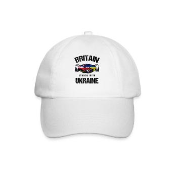 Britain Stands With Ukraine UK Ukrainian Flag - Baseball Cap - white/white - Front