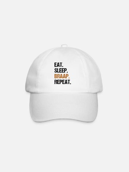 Mangez du sommeil Braap Répéter Drôle Dirt Bike Motocross - Casquette classique - blanc/blanc