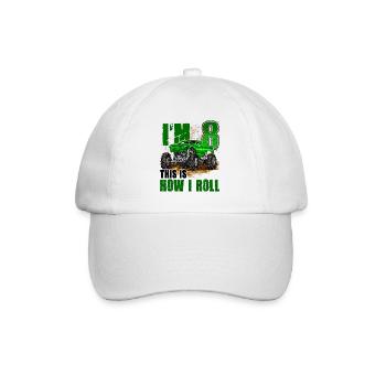 8th Birthday Monster Truck For Boys & Girls 8 Year - Baseball Cap - white/white - Front