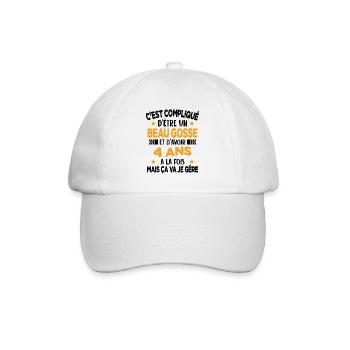 Compliqué d'être un Beau Gosse et D'avoir 4 Ans - Casquette classique - blanc/blanc - Devant