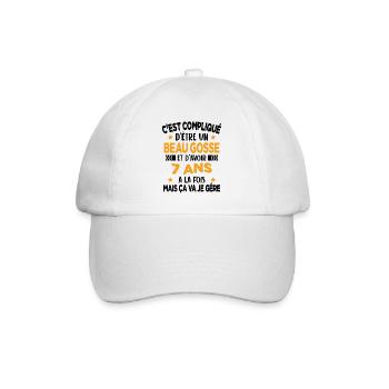 Compliqué d'être un Beau Gosse et D'avoir 7 Ans - Casquette classique - blanc/blanc - Devant