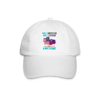 Halb Amerikaner Halb Slowake - Baseballkappe - Weiß/Weiß - Vorne