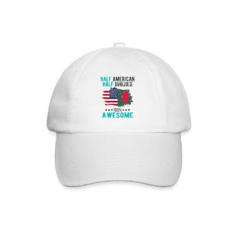 Half American Half Bangladeshi - Baseball Cap - white/white - Front