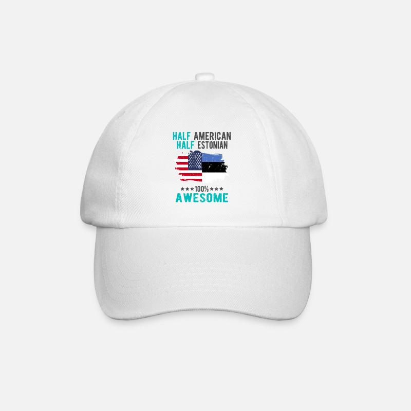 Halb Amerikaner Halb Estländer - Baseballkappe - Weiß/Weiß
