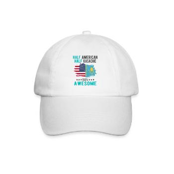 Halb Amerikaner Halb Kasache - Baseballkappe - Weiß/Weiß - Vorne