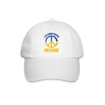 I Stand With Ukraine Peace Symbol Ukrainian - Baseball Cap - white/white - Front