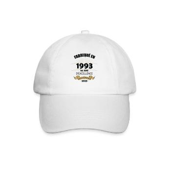 Fabriqué En 1993 Né En 1993 30 Ans Anniversaire - Casquette classique - blanc/blanc - Devant