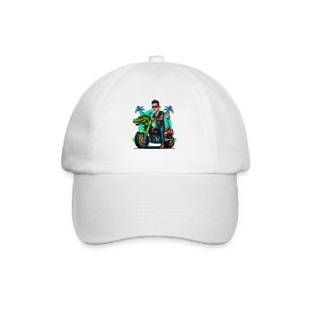 Biker, Crocodile Motorcycle, Florida, Summer, Sun - Baseball Cap - white/white - Front