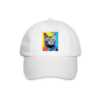 Shorthair Cat Cat Outfit for Cat Lovers - Baseball Cap - white/white - Front