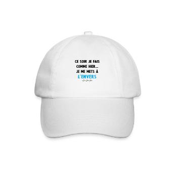 ce soir je fais comme hier je me mets à l'envers - Casquette classique - blanc/blanc - Devant