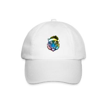 Tiger Kopf Weihnachten Portät Bunt - Baseballkappe - Weiß/Weiß - Vorne