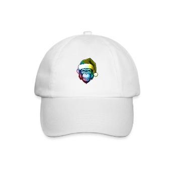 Affe Kopf Weihnachten Portät Bunt - Baseballkappe - Weiß/Weiß - Vorne