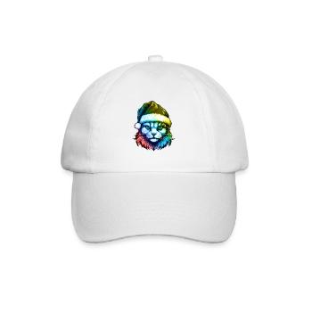 Cat Head Christmas Portrait Colorful - Baseball Cap - white/white - Front