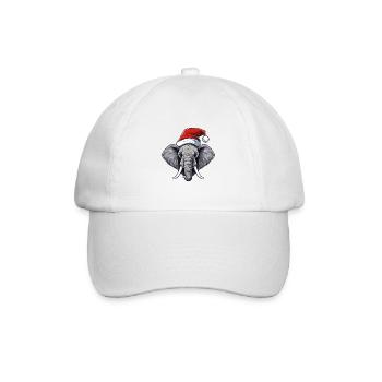 Elephant Head Christmas Portrait - Baseball Cap - white/white - Front