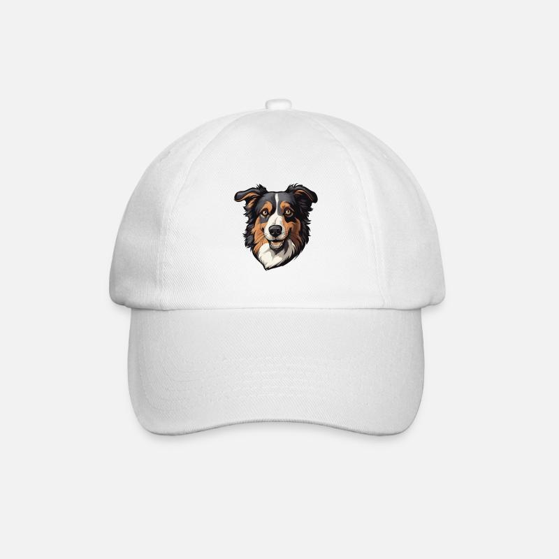 Border Collie Hund Kopf - Baseballkappe - Weiß/Weiß