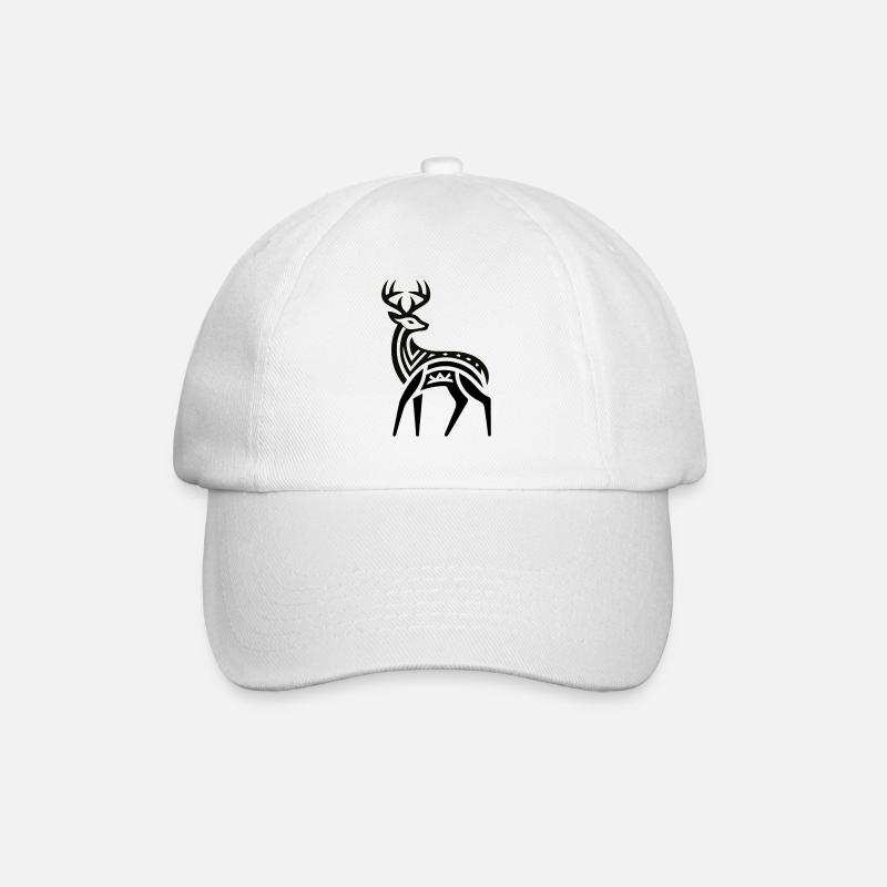 Deer Native American Zodiac - Baseball Cap - white/white