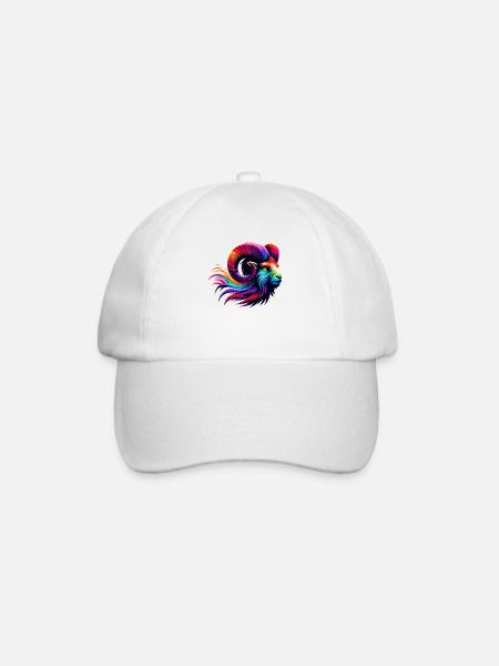 Widder Sternzeichen Lebendiges Regenbogen-Design - Baseballkappe - Weiß/Weiß