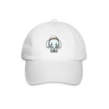Elefant Tier Baby Comic - Baseballkappe - Weiß/Weiß - Vorne