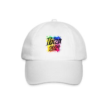 Ibiza 2024 Bunt Klecks - Baseballkappe - Weiß/Weiß - Vorne