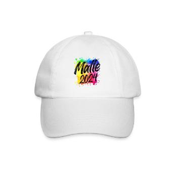 Malle 2024 Bunt Klecks Mallorca - Baseballkappe - Weiß/Weiß - Vorne