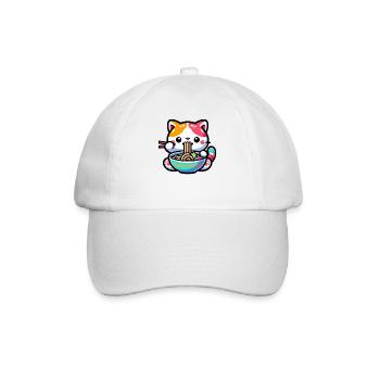 Japanese Anime Manga Cat Ramen für Katzenliebhaber - Baseballkappe - Weiß/Weiß - Vorne