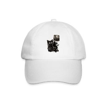 A Black Kitten in Ink - Humor - Baseball Cap - white/white - Front