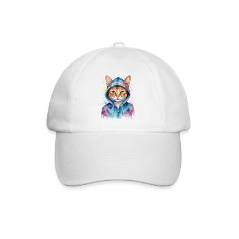 Sweat à capuche de chat coloré drôle animal design imprimé - Casquette classique - blanc/blanc - Devant