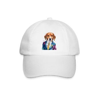 Beagle Anzug Hund Bunt Lustig Tier Design Print - Baseballkappe - Weiß/Weiß - Vorne